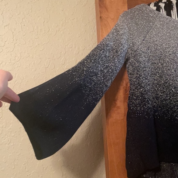 Silver sparkle holiday new years sweater bell sleeve - Picture 3 of 3